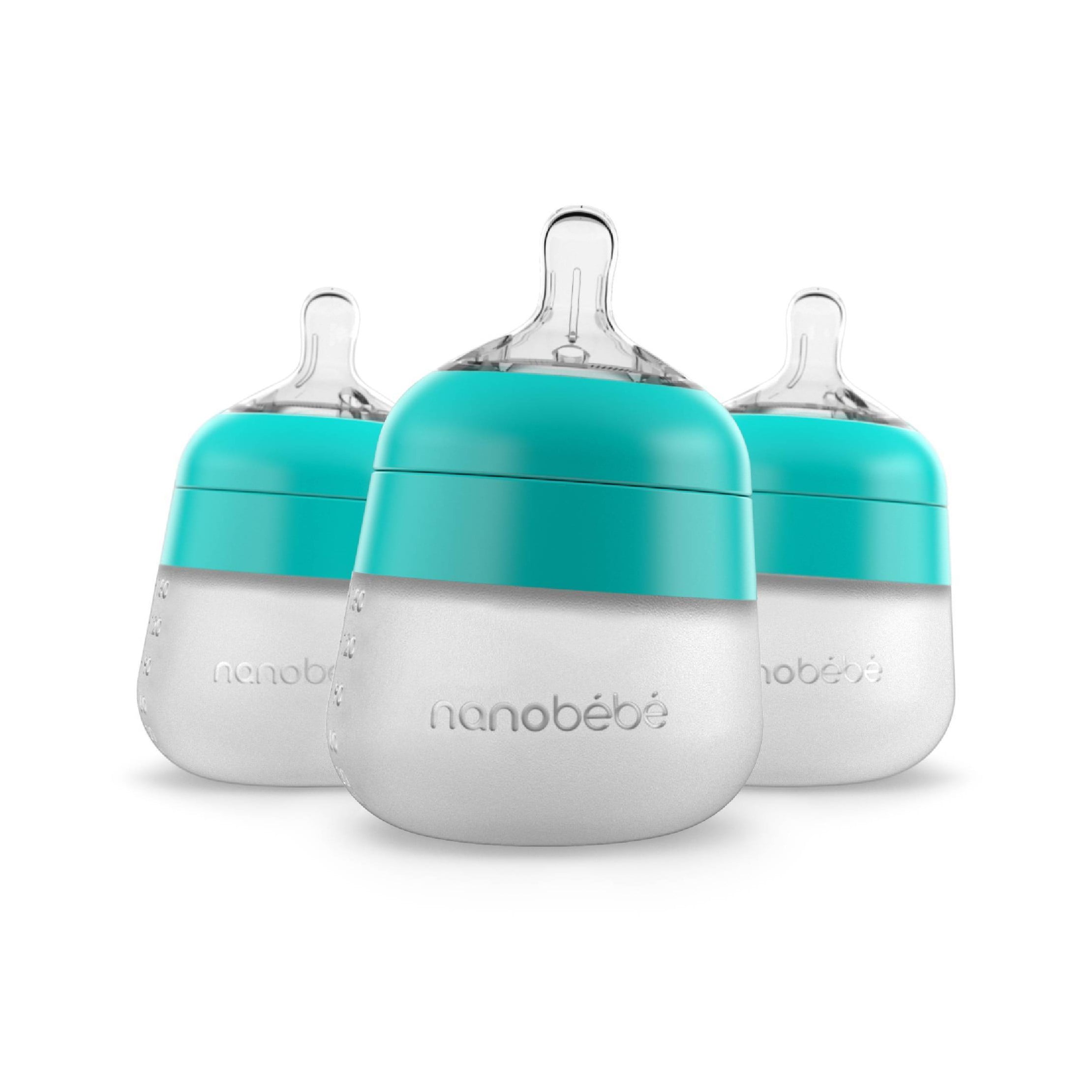 Nanobebe Grey 9oz Anti-Colic Flexy Silicone Baby Bottles Pack