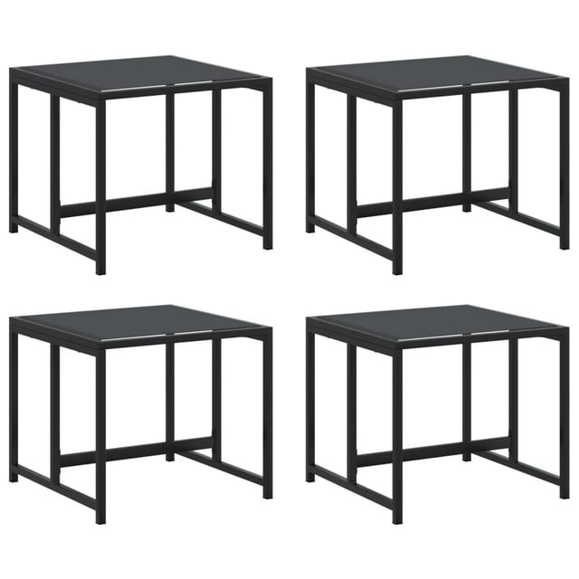 Set de 4 Banquetas de Jardín Modernas vidaXL en Acero Negro con Textilene