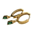 thumbnail image 2 of Emerald Green Huggie Earrings green gold, 2 of 5