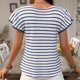 thumbnail image 4 of Tops de Cuello Redondo para las Mujeres, Rayas de Encaje Hoja Patchwork Suéter de Manga Corta para Uso Casero de Moda, 4 of 9
