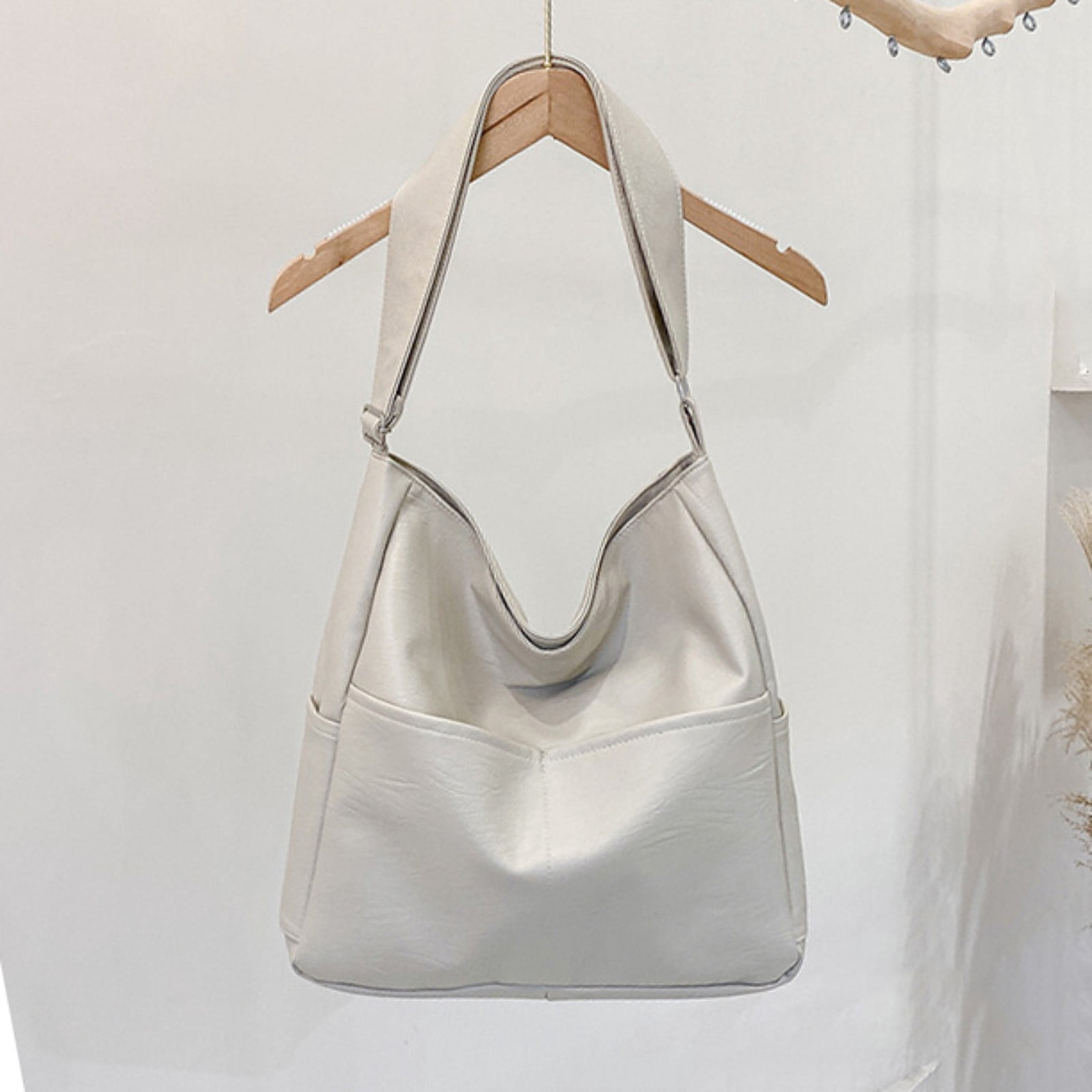 Stylago Large Crossbody Bags for Women Soft Leather Shoulder Purses College Students Casual Zipper Pockets Handbags White