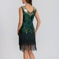 thumbnail image 4 of BLTIBY 2025 Women's 1920s Vintage Sequin Dress Lace V Neck Tassel Glitter Art Deco Flapper Dresses with Sleeveless Green XS, 4 of 9