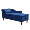 thumbnail image 5 of Tcbosik Upholstered Velvet Lounge Chair, Indoor Chaise Leisure Chair with Pillow, Accent Reading Chair with Hidden Storage Space, Easy Assembly, Navy Blue, 5 of 8