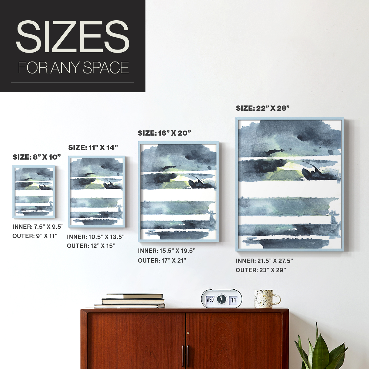 Blue Memories I Framed Print in Blue Solid Wood Framed Print No Nail Hanging