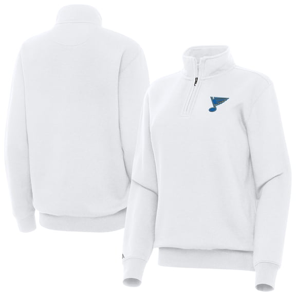 Women's Antigua White St. Louis Blues Victory Quarter-Zip Pullover Top