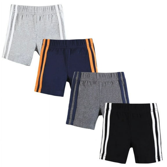 Hudson Baby Boy Shorts Bottoms 4-Pack, Heather Gray Black, 12-18 Months
