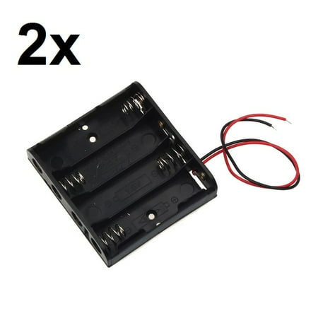 2x 4-AA Slots Battery Spring Clip Holder Case Plastic Storage Box Flat Series (Best Way To Store Batteries)