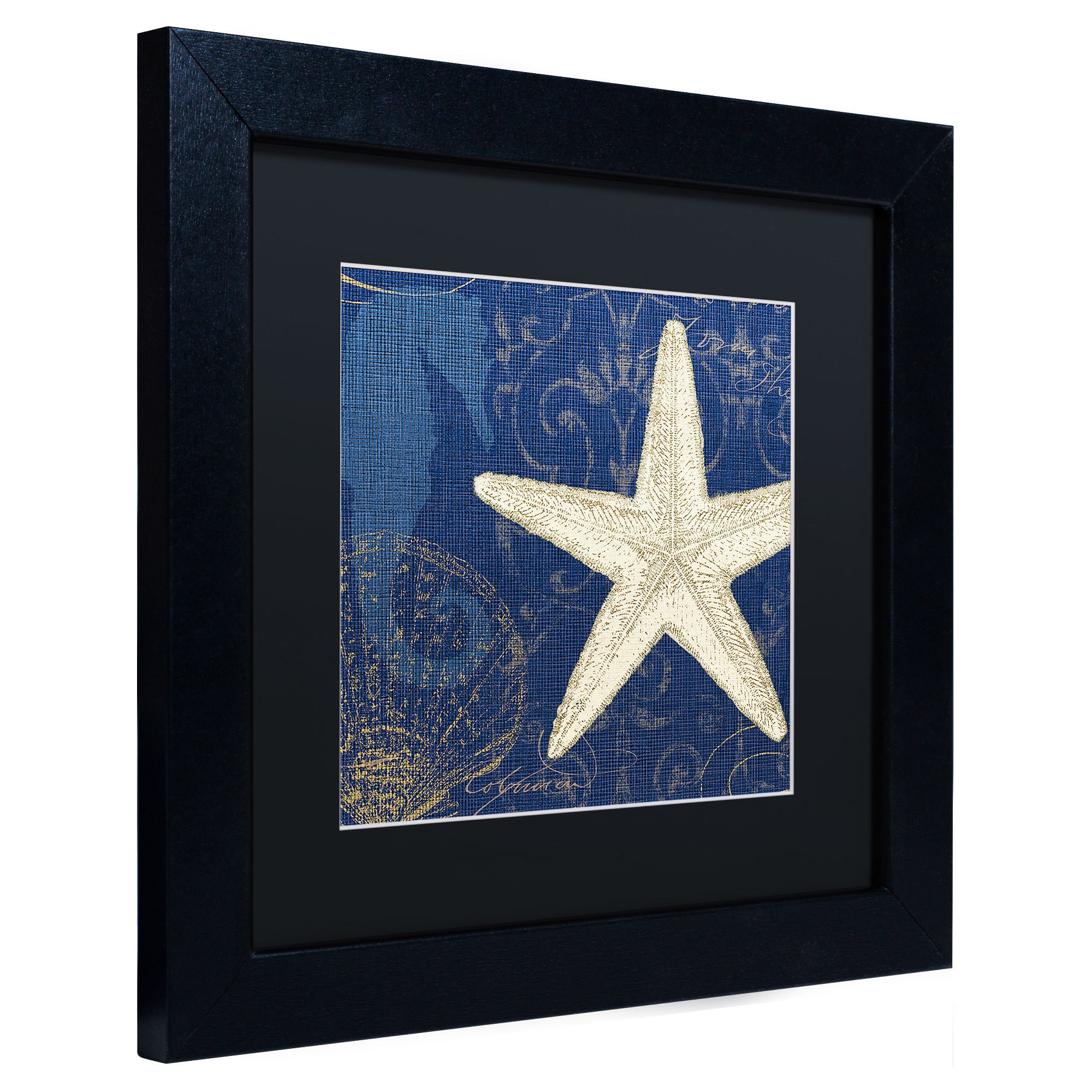 Trademark Fine Art "Coastal Moonlight I Teal" Canvas Art by Pela Studio, Black Mat, Black Frame