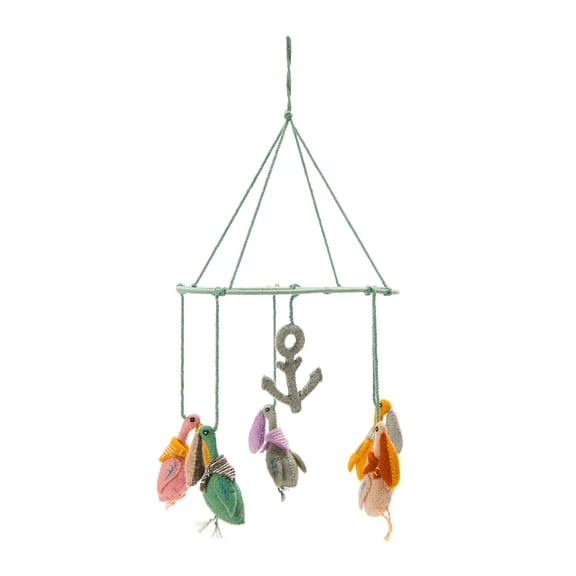 Creative Co-Op Wool Felt Pelican Mobile with Anchor