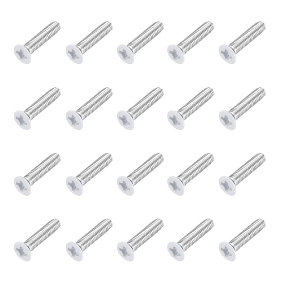 Uxcell M3 x 12mm Flat Countersunk Head Machine Screws 304 Stainless Steel Full Thread Phillips Drive Cross Screw for Furniture Connection Electrical Appliances (White, Pack of 20)