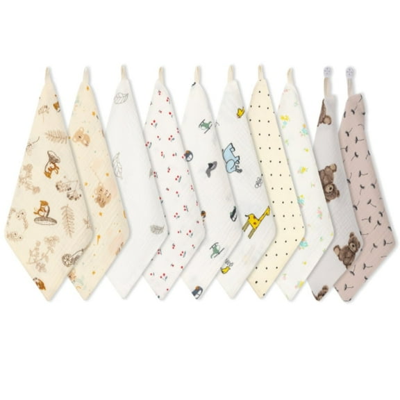 norinori Baby Msulin Washcloths Newborn Face Towel - Baby Muslin Burp Cloths 10Pack Soft Absorbent Natural Cotton Wash Towel 10"X10" Baby Bath Towels Wipes Baby Registry as Shower