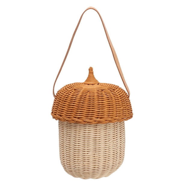 Bolsa de cesta con forma de bellota, cesta de almacenamiento de mimbre para niños, cesta tejida de mimbre para niños, cesta de almacenamiento de mimbre para niños, diseño revolucionario