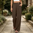 thumbnail image 7 of JYnXIANTI Wide Leg Pants for Women Loose Flowy High Waist Pants Breathable Beach Trousers Travel Outfit with Pockets(Brown,XX-Large), 7 of 7