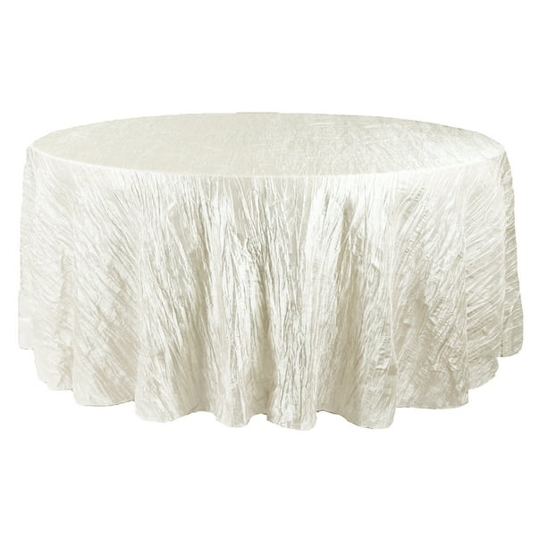 Your Chair Covers 132 Inch Round Crinkle Taffeta Tablecloth Ivory Com Round Crinkle Taffeta Tablecloth Ivory, Ivory Tablecloths 120 Round
