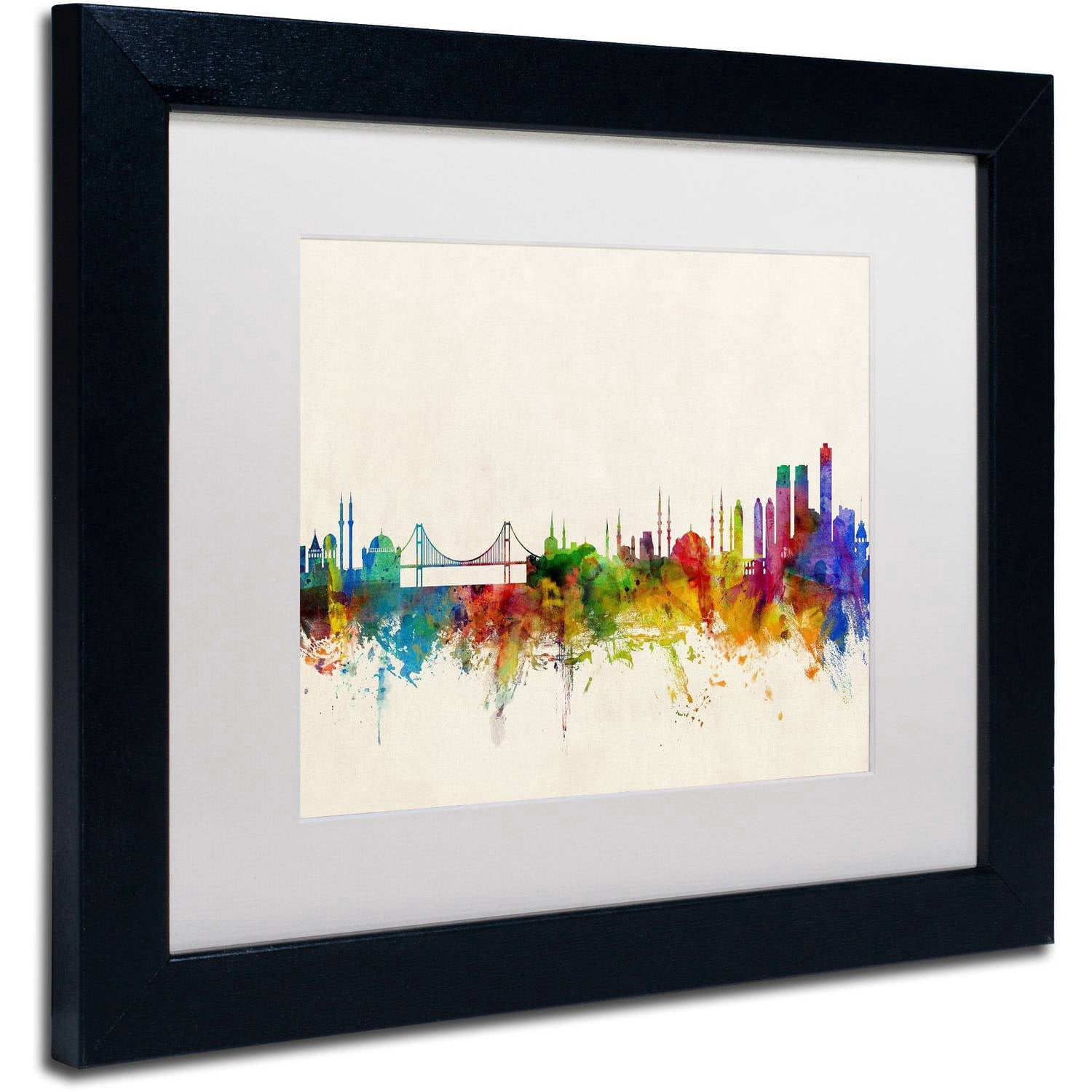 Trademark Fine Art 'Istanbul Turkey Skyline' Canvas Art by Michael Tompsett, White Matte, Black Frame