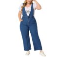 thumbnail image 2 of Agnes Orinda Women's Plus Size V Neck Straps Chambray Long Denim Jumpsuit 1X Blue, 2 of 7