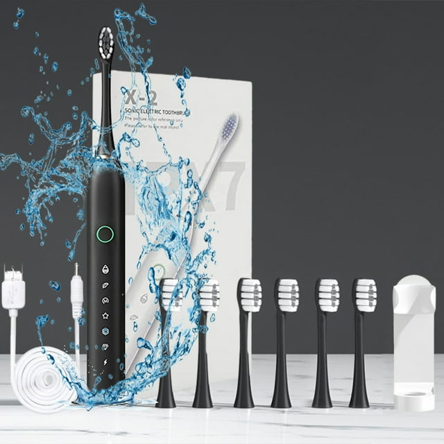 Limited Time Only! 6-Speed Timer Toothbrush - with 6 Brush Heads, IPX7 Waterproof, for Effective Teeth Cleaning