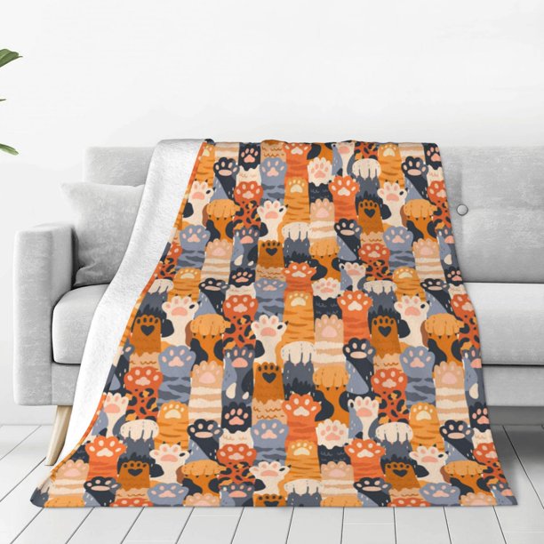 Fotbe Cat Paws Manta de Franela Acolchonada con Estampado, Súper Suave y Esponjosa, Extra Grande para Sofá, Cama, Uso Todo el Año-60"x50"