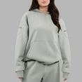 thumbnail image 4 of HOMBOM Womens Gray Sweatshirt with Pocket Heavyweight Pullover Solf Hooded Long Sleeve Tops for Women Plain, 4 of 9