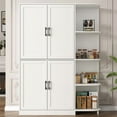 thumbnail image 5 of Kitchen Pantry Cabinet, Food Pantry Cabinet with Doors & Adjustable Shelves, Tall Kitchen Cabinet with 5-Tier External Shelf for Kitchen, Dining Room, White, 5 of 7