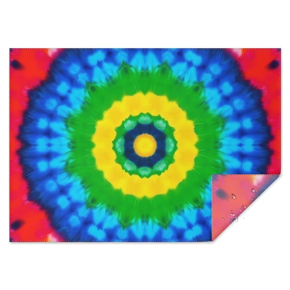 Colorful Tie Dye Circle Pattern Rectangle Tablecloth 60"x84",Waterproof Polyester Rectangle Table Cloth, Wipeable Spillproof Polyester Tablecloth for Dining, Camping, Indoor and Outdoor