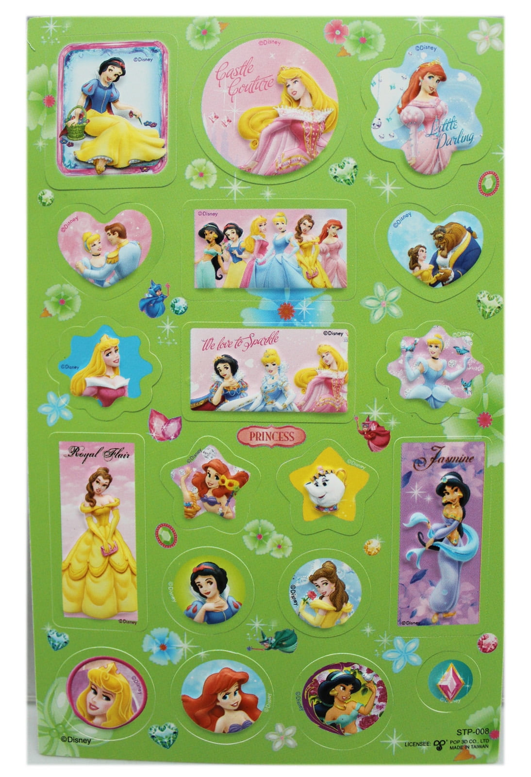 Disney Princess Raised Figure Sticker Collection (19 Stickers)