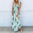 thumbnail image 1 of ICHUANYI Clearance Women Casual Loose Summer Printed Tank Dress Beach Sundress Crewneck Sleeveless Dresses(Green, L) ICHUANYI WER2023081402276, 1 of 5