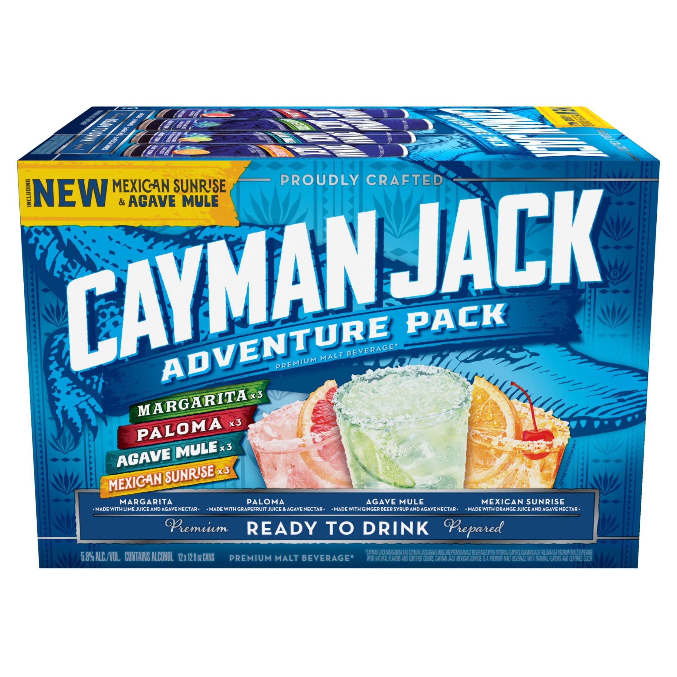 Cayman Jack Margarita Variety Pack 12 fl oz Cans with Lime, Agave