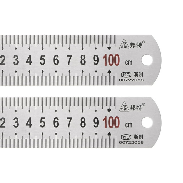 Unique Bargains 2pack Stainless Steel Ruler, 40' Metal Rulers 1.5' Wide Inch and Metric Graduation