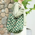 thumbnail image 2 of IELGY Korean version of casual literary canvas bag, simple printing contrasting color handbag, fashionable plaid shoulder bag, 2 of 2