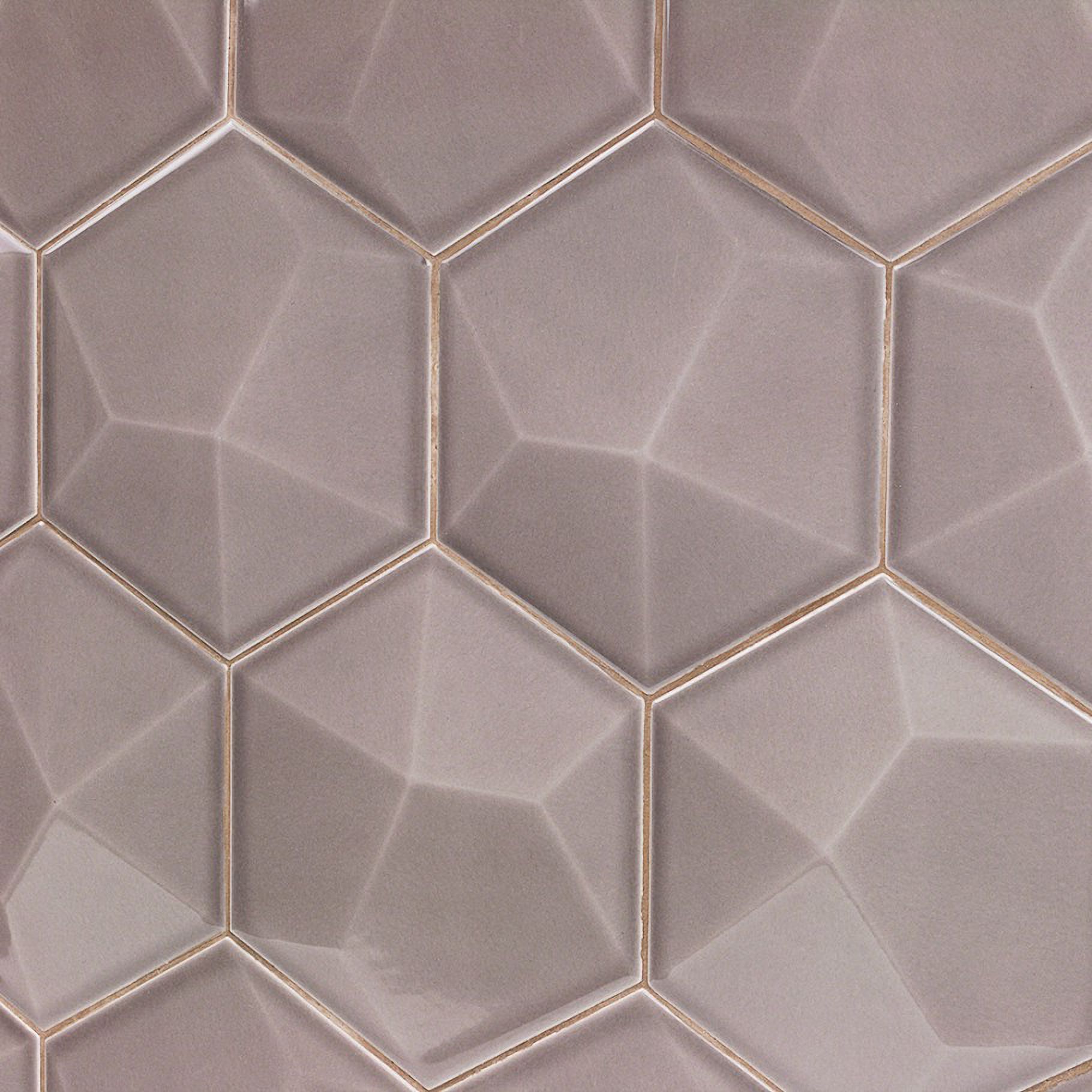 Magen 3D-Hex Gray Polished Ceramic Hexagon Tile