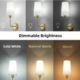 thumbnail image 2 of Glitnous Battery Operated Wall Sconces Set of Two, Gold Wall Sconce Battery Operated with Remote, Not Hardwired Dimmable Battery Sconce with Bulb&Cable, Wireless Wall Light for Bedroom Living Room, 2 of 8