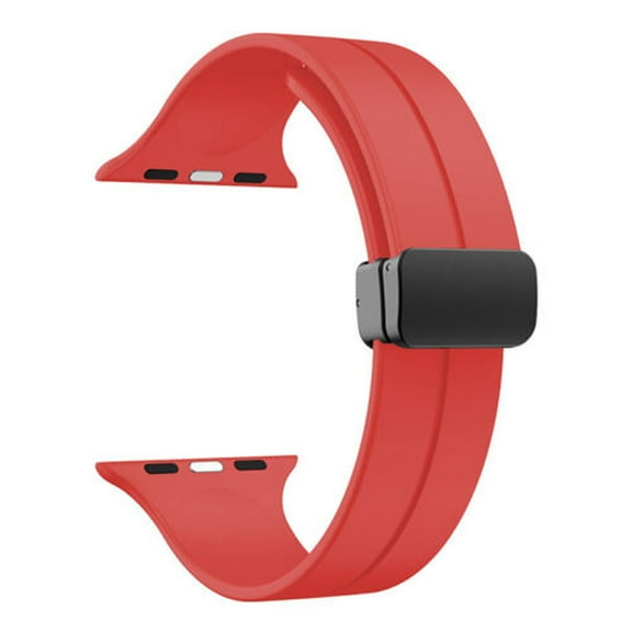 Dwitch for Apple Watch Series 9 8 7 6 5 4 3 2 1 SE Silicone Watch Band Replacement Magnetic Suction Buckle Soft Strap Compatible with Apple Watch 38/40/41mm,Red