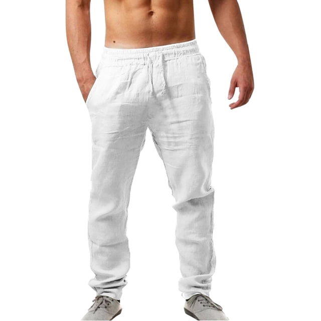 TINZ Pantalon Homme Chino Pantalon Cargo Mode Lin Pantalon Décontracté Pantalon à devant Plat Été Évacuation de L'Humidité Respirant Ouvert pour Homme Petit L