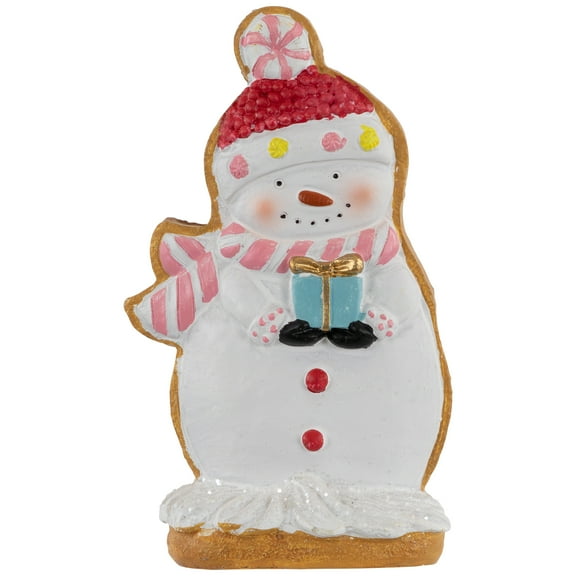 Northlight Gingerbread Snowman with Present Christmas Figurine - 7"