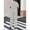 thumbnail image 4 of UZMOG Lounge Sets for Women, Striped 2 Piece Pajamas for Women Set Short Sleeve T Shirts Wide Leg Pants Matching Lounge Set with Pockets, 4 of 5