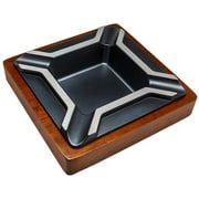 Cigar Ashtray, Ceramic&Metal&Wood, There's Always One For You (Metal&Wood, Black Square)
