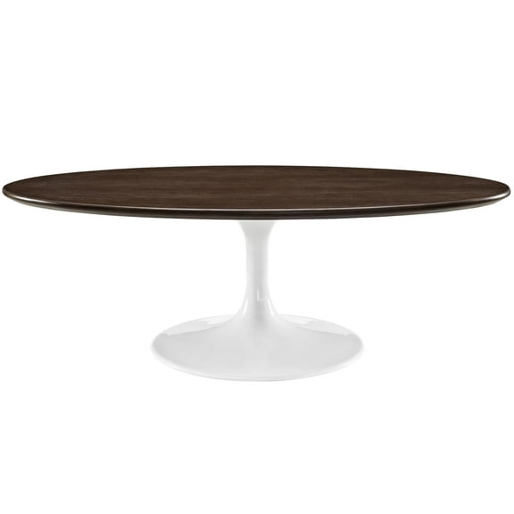 Modern Contemporary Urban Design Mid Century Living Lounge Room Oval Coffee Table, Brown, Metal Wood