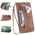 thumbnail image 1 of TECH CIRCLE for Apple iPhone 14 Pro 2022 Case with Wrist Strap,Drop Protection Premium PU Leather Magnetic Clasp Flip Holder Wallet Case with 7 Card Slots Phone Cover,Brown, 1 of 16