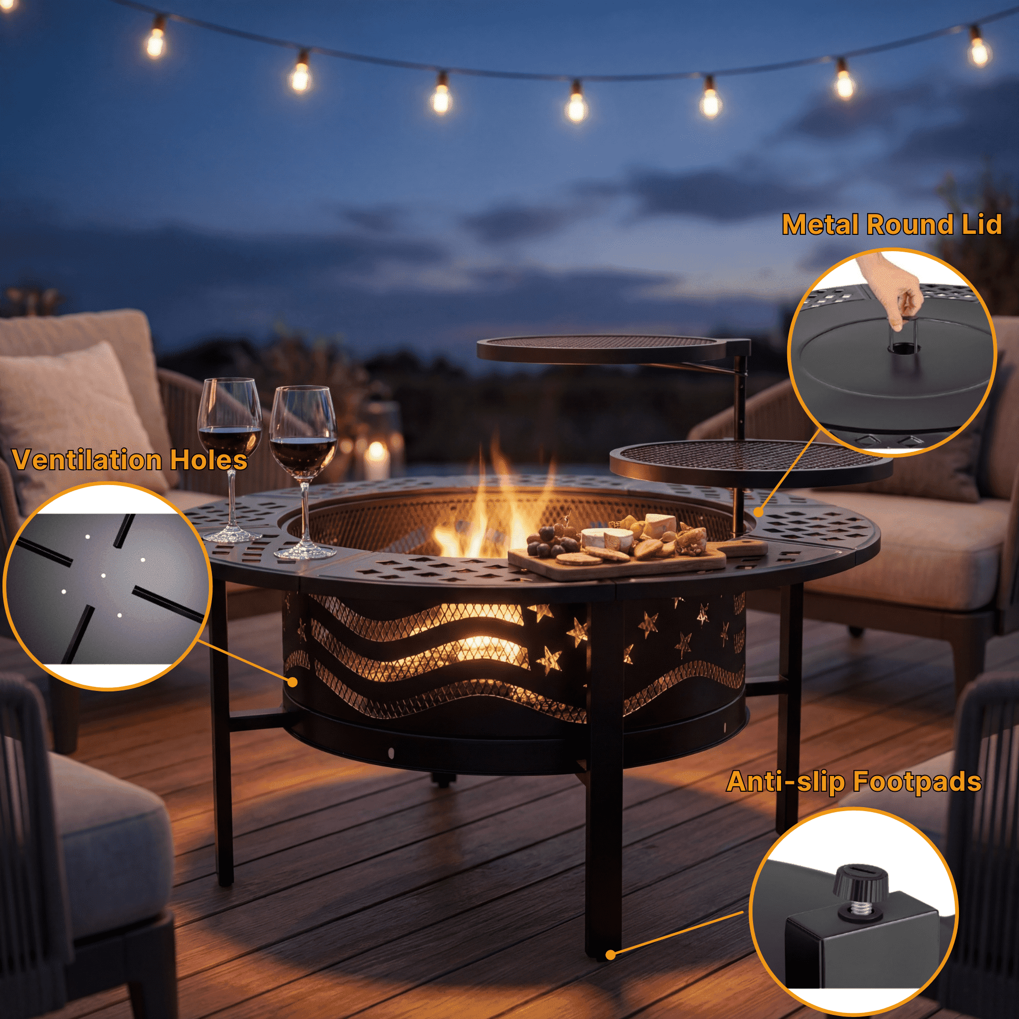 TrumanPick Fire Pit for Outside 42