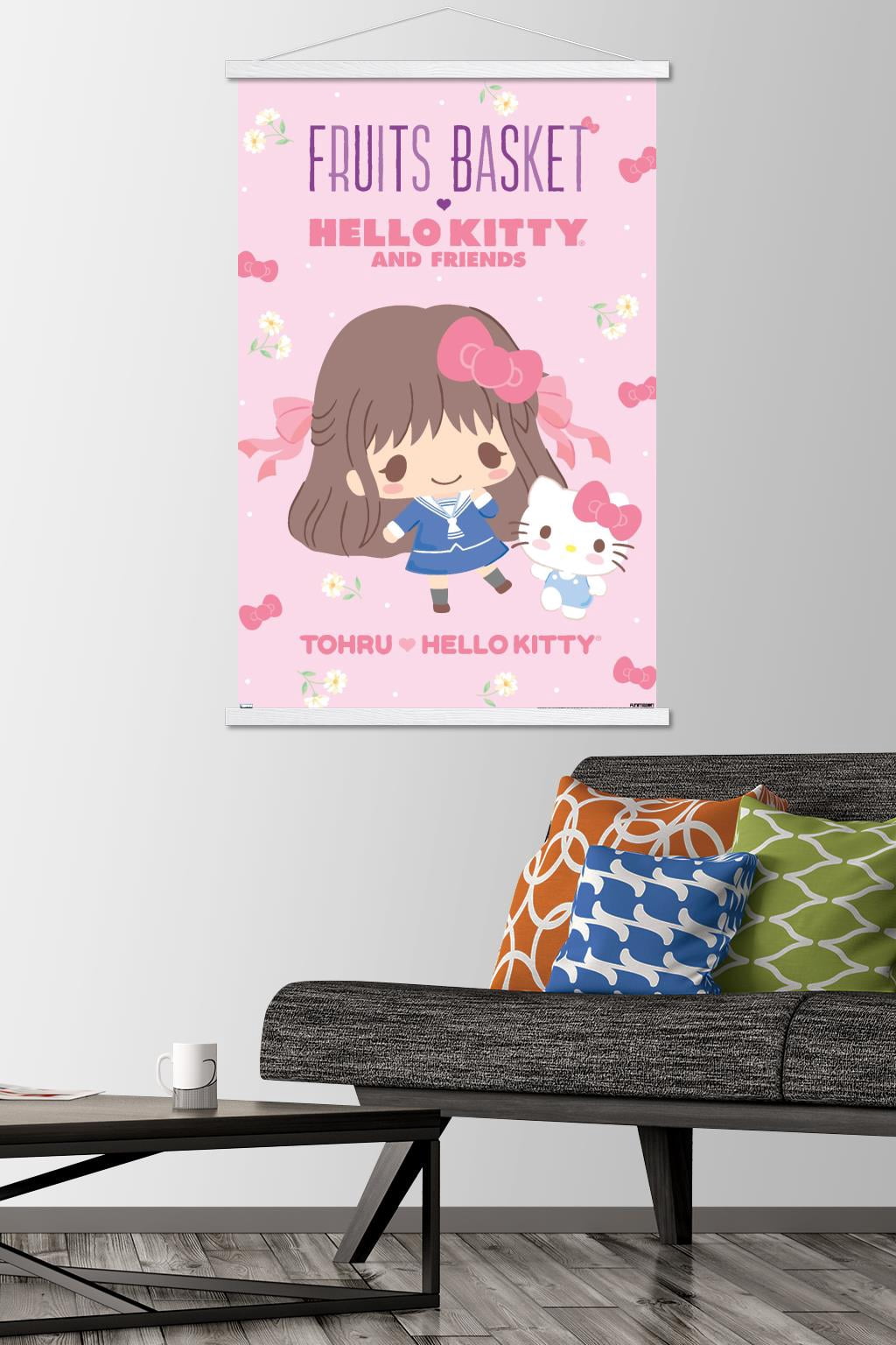 Fruits Basket x Hello Kitty and Friends - Tohru and Hello Kitty Wall Poster with Magnetic Frame, 22.375" x 34"