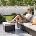 thumbnail image 6 of Livipatio 7-Piece Patio Furniture Set,Outdoor Sectional Furniture, All-Weather PE Rattan Wicker Patio Conversation Set,Patio Sofa Set with Glass Table and Ottoman for Patio Garden Poolside,Beige, 6 of 6