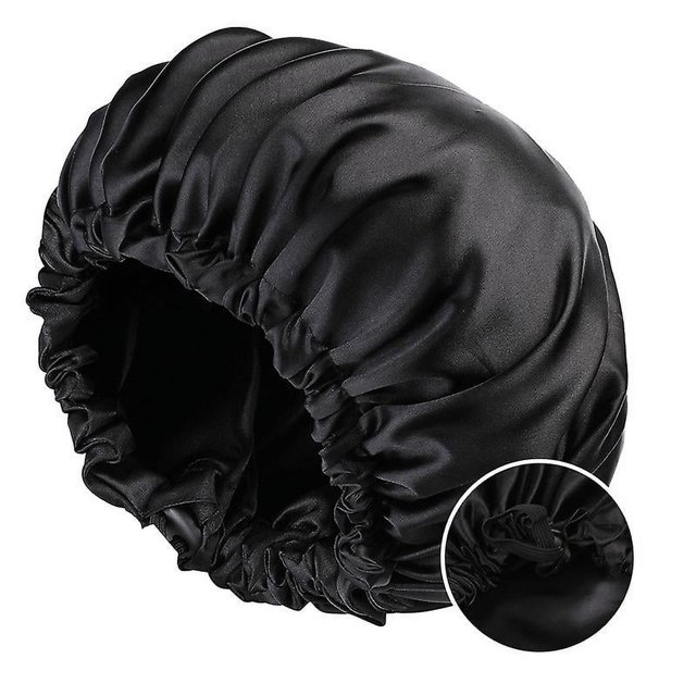Gorro térmico de acondicionamiento profundo Gorro térmico apto para microondas para peinar y tratar el cabello con vapor Gorro de vapor Terapia de cuidado del cabello con vapor (negro + negro)