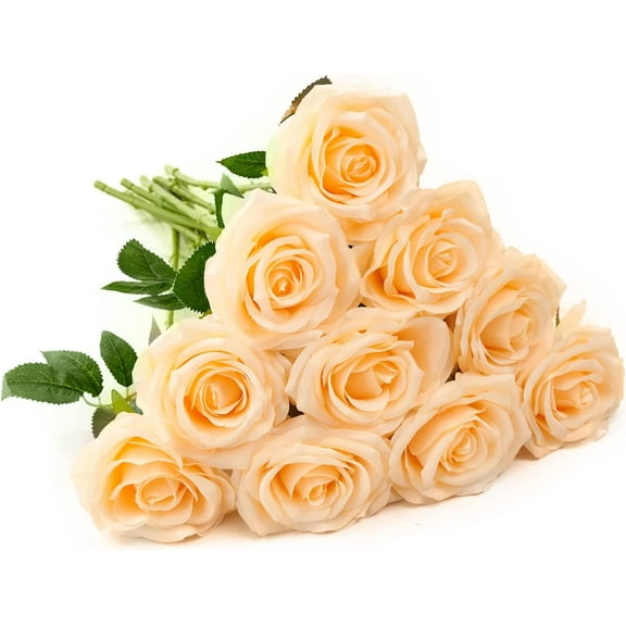 Plum Artificial Rose 10pcs Open Flower Bouquet Faux Rose Stems for Wedding Arrangement, Bridal Bouquet, Centerpiece, Fake Faux Silk Flowers