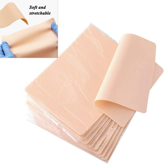 Blank tattoo skin practice-Tattoos practice skin soft silicone double-sided 7.4 x 5.6 inches (about 18.8 x 14.2 cm) thin tattoo eyebrows practice skin, suitable