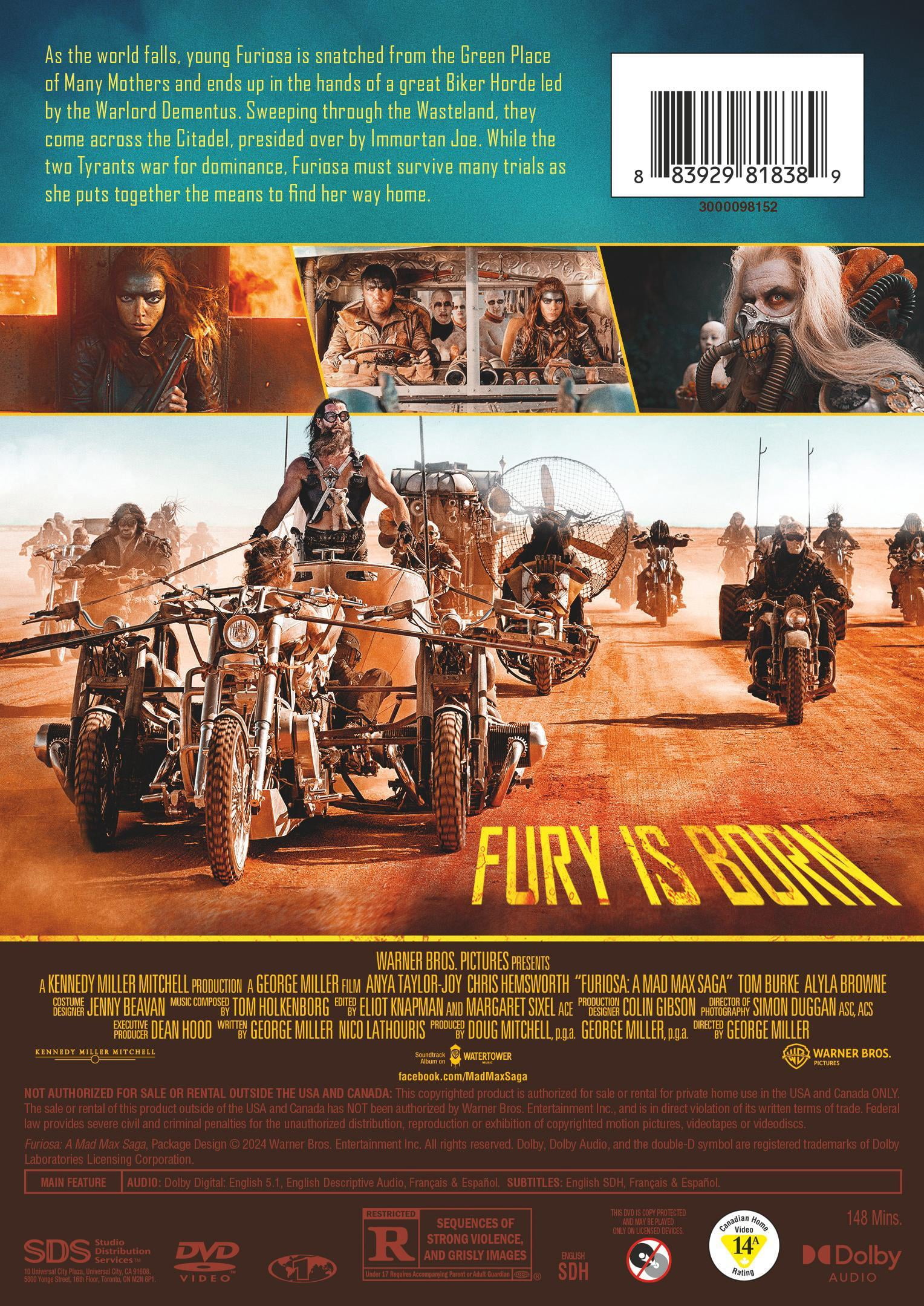 Furiosa: A Mad Max Saga (DVD), Action Warner Bros. - Walmart.com