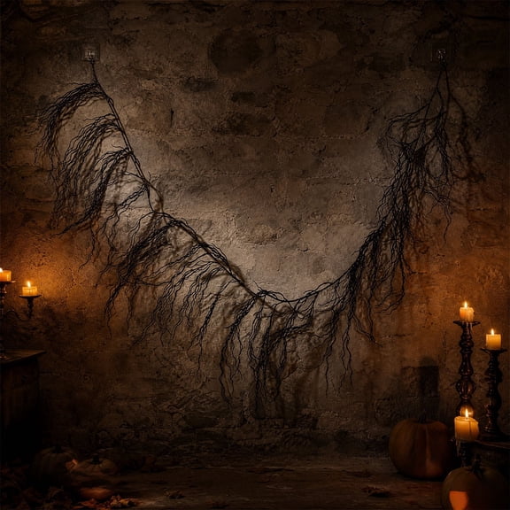 Liamobondopolis Halloween Twisted Black Vine Garland for Home Decor Fireplace Mantel and Haunted House Indoor Styling 68.89 In