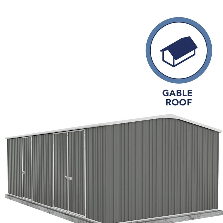 Absco 20x10ft Steel Workshop Shed - Outdoor Storage, Woodland Gray