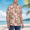 thumbnail image 2 of KLL Men's Hawaiian Shirt Short Sleeve Button Down Beach Shirts-Rose Flowers, 2 of 5