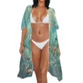 thumbnail image 3 of POLERO Floral Meadow Print Bikini Cover Up Polyester Breathable Free Size Kimono Swimsuit Cover up for Women, 3 of 6